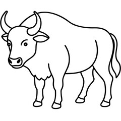 Buffalo Outline Minimalist Vector Art