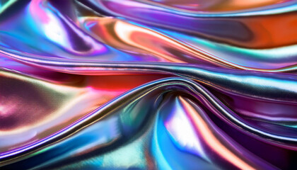 metallic fabric with an iridescent sheen flowing gracefully
