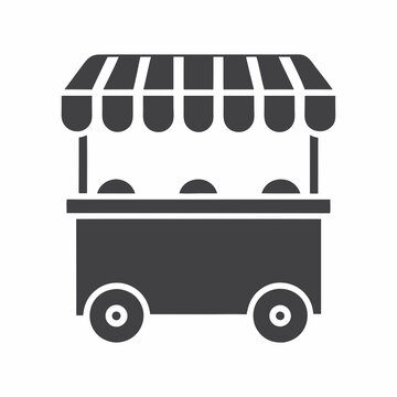 recommend clip art: Food Stall Silhouette Mobile Vendor Cart Vector illustration.