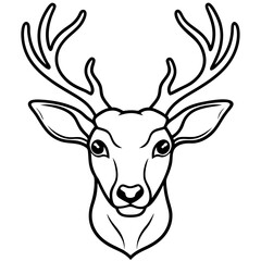 Fototapeta premium Elegant Deer Head One-Line Vector Artwork