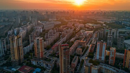 aerial view of buildings in the city, buildings in city