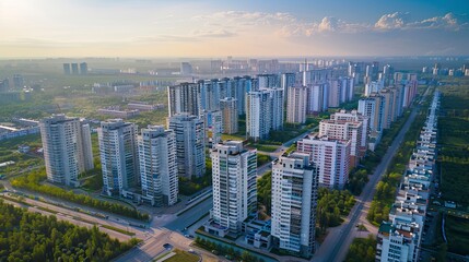 aerial view of buildings in the city, buildings in city