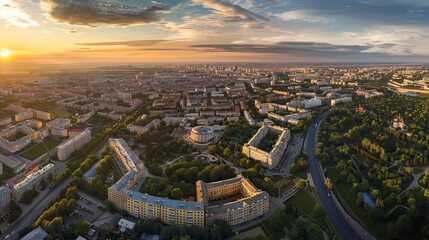 Fototapeta premium aerial view of buildings in the city, buildings in city