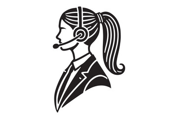 call center agent in profile view silhouette logo