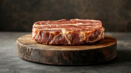 Rich Wild Boar Meat with Texture on a Wooden Board