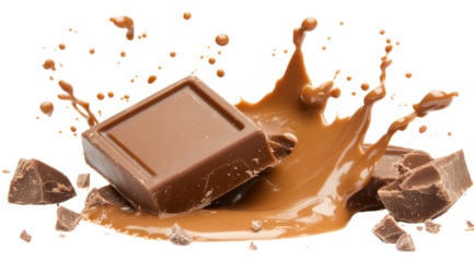 PNG Delicious Chocolate Splash with Chunks, transparent background