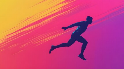 Naklejka premium Dynamic Silhouette Jumping with Vibrant Motion