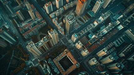 Fototapeta premium aerial view of buildings in the city, buildings in city