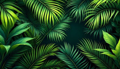 Lush Tropical Palm Leaves Background Image