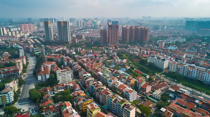 Naklejka premium aerial view of buildings in the city, buildings in city