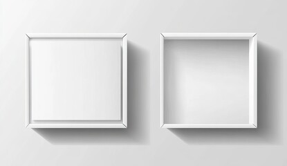 White open empty box mockup, top view, isolated on a transparent background. Vector illustration. --ar 64:37 --v 6.1 Job ID: cbd293fb-53a2-492f-ab2d-a8ac8450ca42