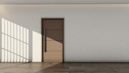 Contemporary style minimalist door with copy space