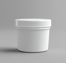 White plastic jar for medical pendant, on a gray background, mockup template, front view, high resolution, hyper-realistic, stock photography style.