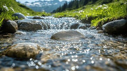 the stream flows in spring.