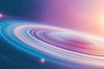 Vibrant cosmic illustration of a colorful planet with rings in a starry galaxy