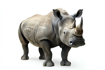 Obraz premium a Black Rhino isolated on white background 