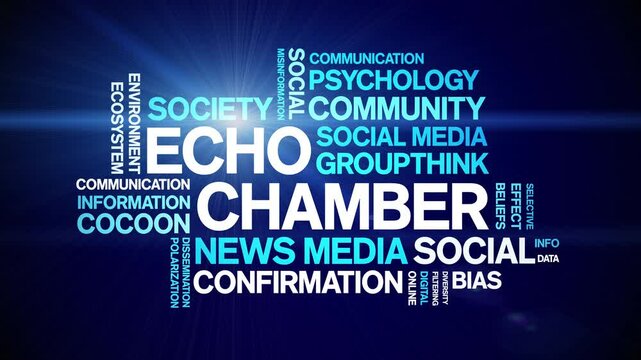 Echo Chamber animated word cloud;text design animation tag kinetic typography seamless loop.