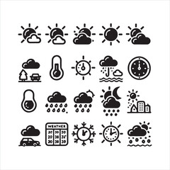 Weather icon vector set use for web ui or app Logo silhouette on white background
