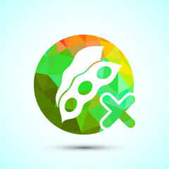 Soy or soya free icon design illustration. Soy allergen free product food sign, Low poly style