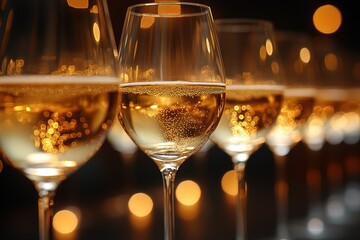 Golden hour celebration with sparkling wine Cheers to good times and festive gatherings!