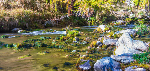 autumnal mountain landscape inside the Alpe Devero, Val D'Ossola, Verbania, Italia