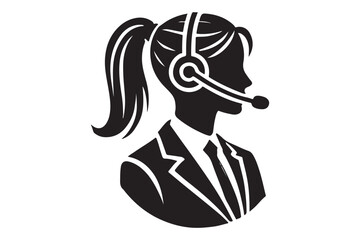 call center agent in profile view silhouette logo