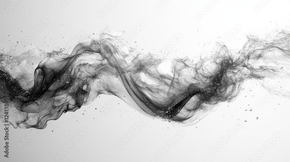 Aufkleber Abstract Monochromatic Water Splash: A Dynamic Flow of Dark Liquid in Motion, Capturing the Elegance and Energy of a Fluid Substance.