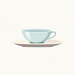 Light blue teacup saucer, white background, simple illustration, website design