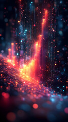 Obraz premium Multicolor upward trend in digital graph, clean futuristic setting