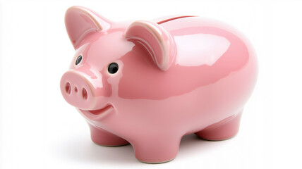 Close-up of a piggy bank highlighting its design and texture on a white backdrop.