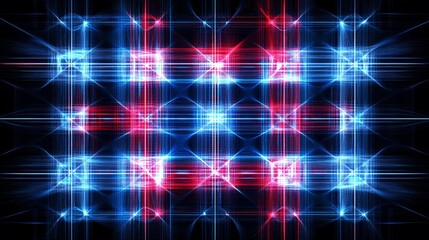 Fototapeta premium Abstract blue and red light grid pattern.