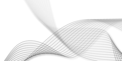 Abstract background with business and technology wave line.  Abstract wave and curved blend lines on transparent background. Modern vector background with black wavy lines. Digital frequency track. 