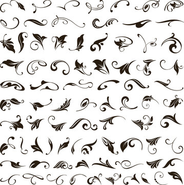Vintage design lace borders monogram logo and corners, dividers Vector set art deco floral ornaments elements