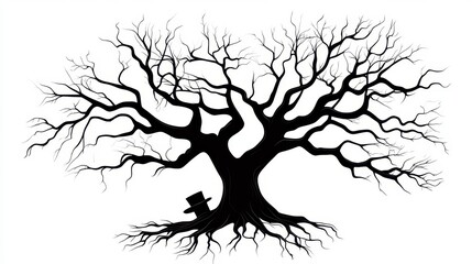 Obraz premium Abstract Black Tree Silhouette