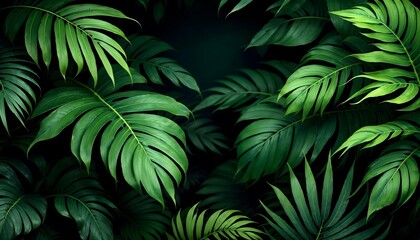 Lush Green Tropical Leaves Background Image