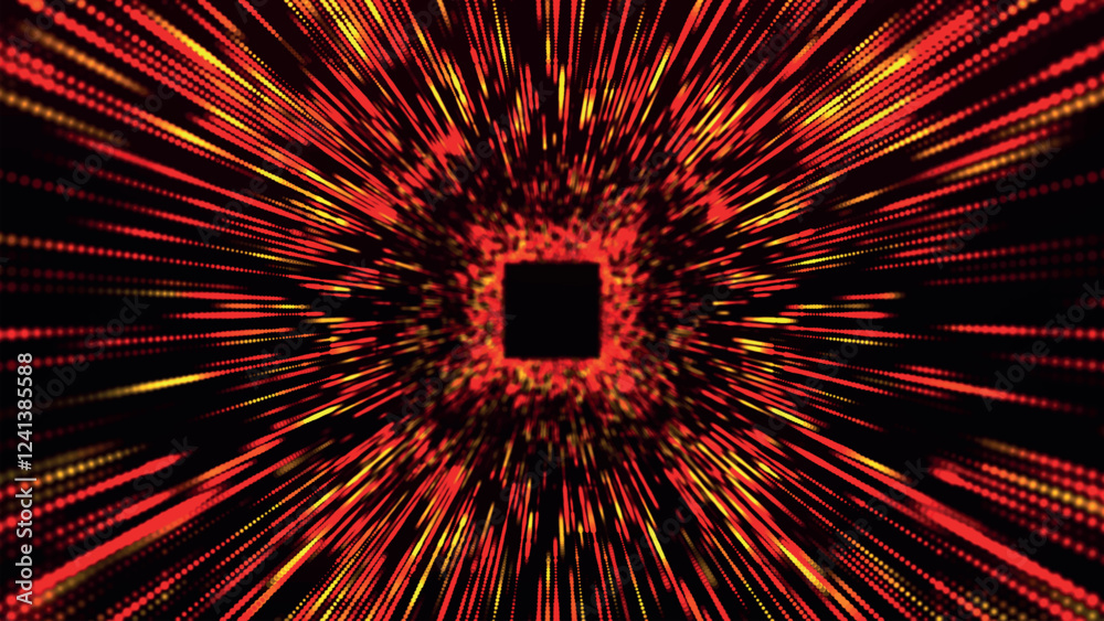 Poster colorful square tunnel background. abstract digital background. big data visualization. data flow in