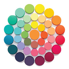 set of different color fill round shape palette