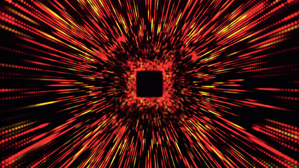 Obraz premium Colorful square tunnel background. Abstract digital background. Big data visualization. Data flow information. Wormhole. Abstract 3d vector illustration.