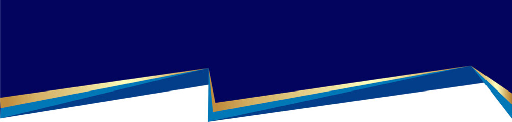 Obraz premium Border shape for banner design. Blue header section with golden line. Abstract bottom for web page. Curved divider template. Wavy horizontal separator