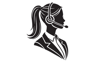 call center agent in profile view silhouette logo