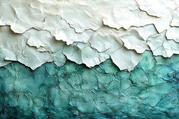 Fototapeta premium Abstract Cracked Paint Texture In White And Teal