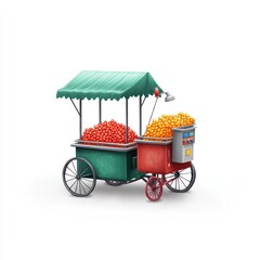 Street food cart selling tomatoes and corn