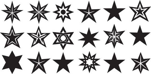 Set of star shapes. Templates for design, posters, projects, banners, logos, and business cards