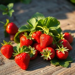 fresh strawberries on the table