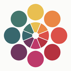set of different color fill round shape palette