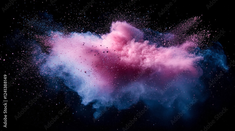 Poster An awe-inspiring display of vivid colors bursts forth, creating an artistic cloud of pinks, blues, and whites. This celestial like formation captivates the observer with its fluid motion