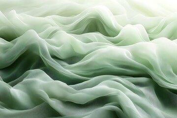 Obraz premium Pale Green Silk Fabric Draped in Soft Waves