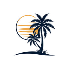 palm tree silhouette logo vector line art logo design