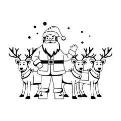 Character based glyph illustration of santa reindeers 