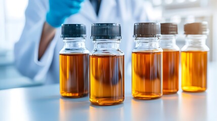 CBD Oil Production Technician Inspecting Distillation Units in Laboratory